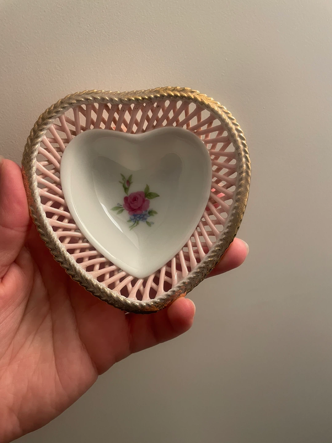 Vintage Heart-Shaped Porcelain Trinket Dish