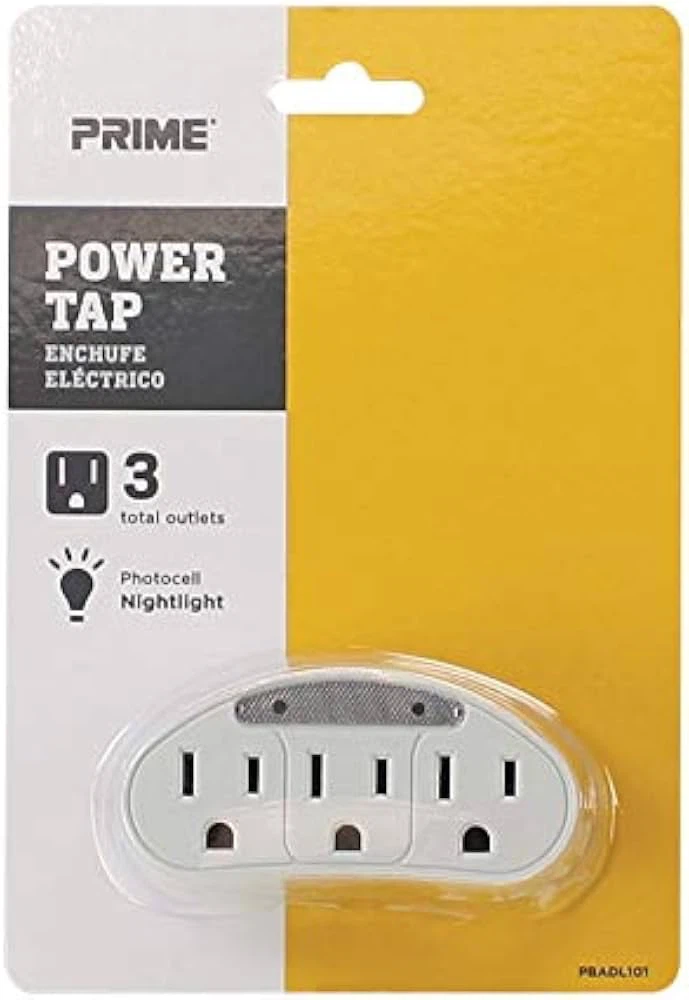 Prime Pro Essentials 1 to 3 Power Tap Adapter with Night Light - photo 2