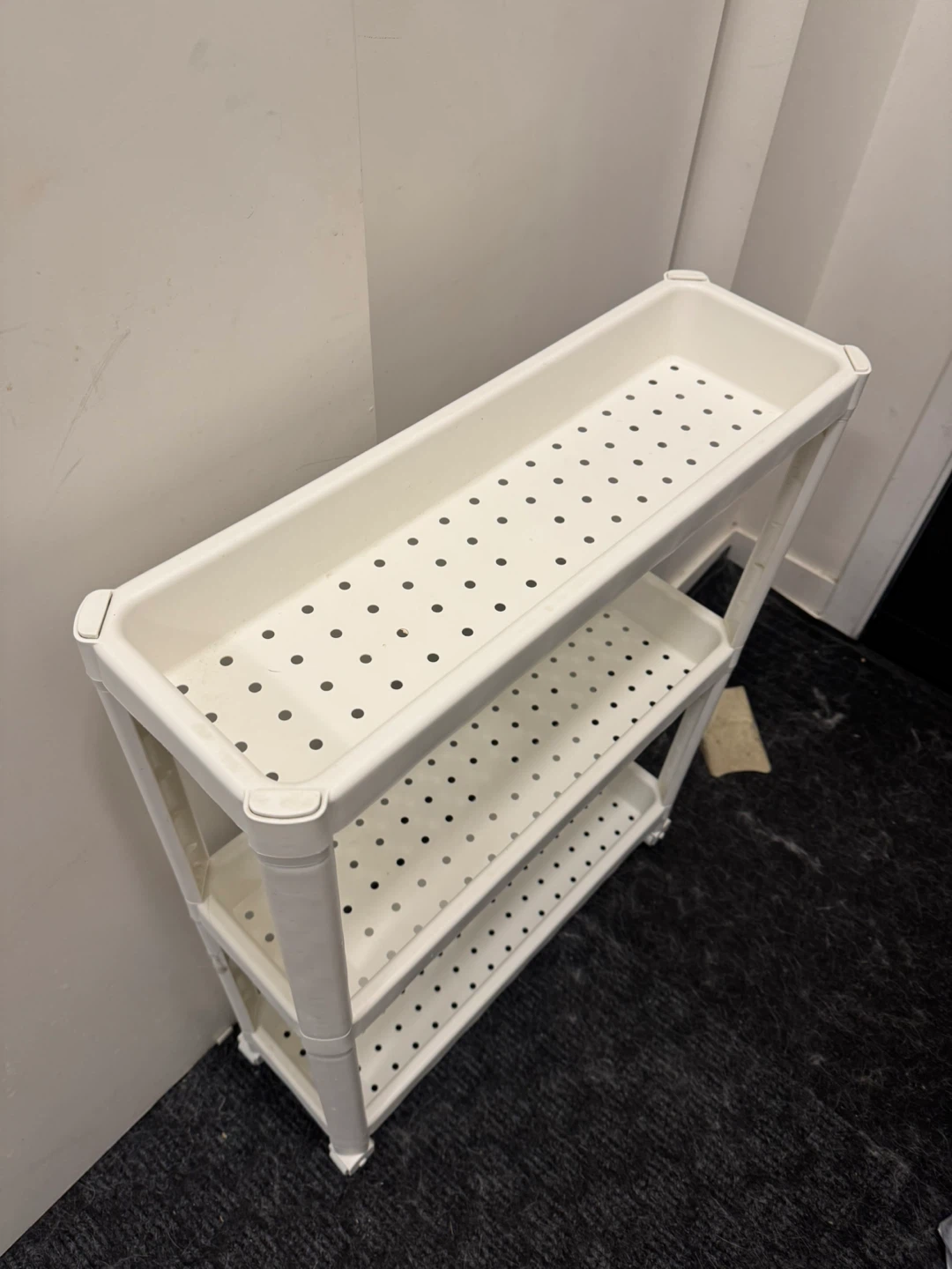 White 3-Tier Rolling Slim Storage Cart