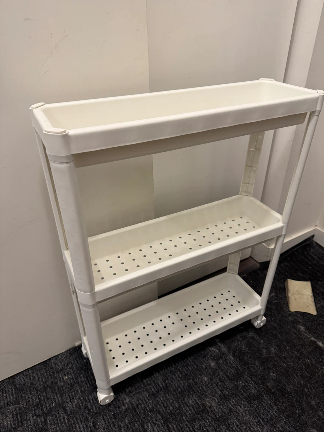 White 3-Tier Rolling Slim Storage Cart - photo 2