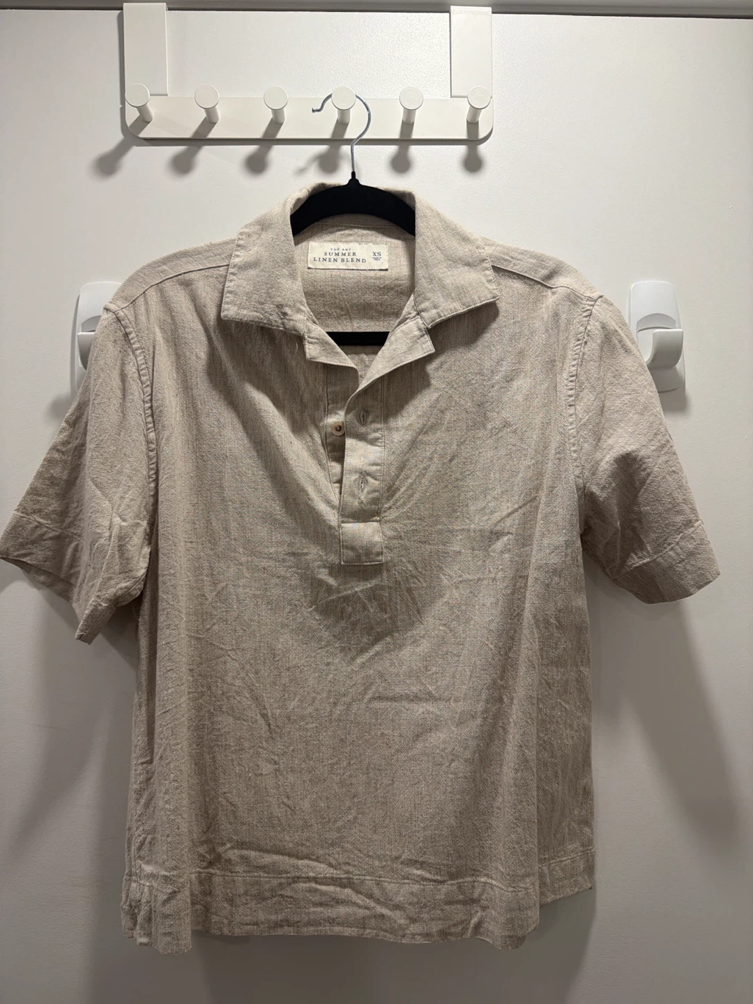Never Used Abercrombie Linen Blend Polo Shirt - Beige