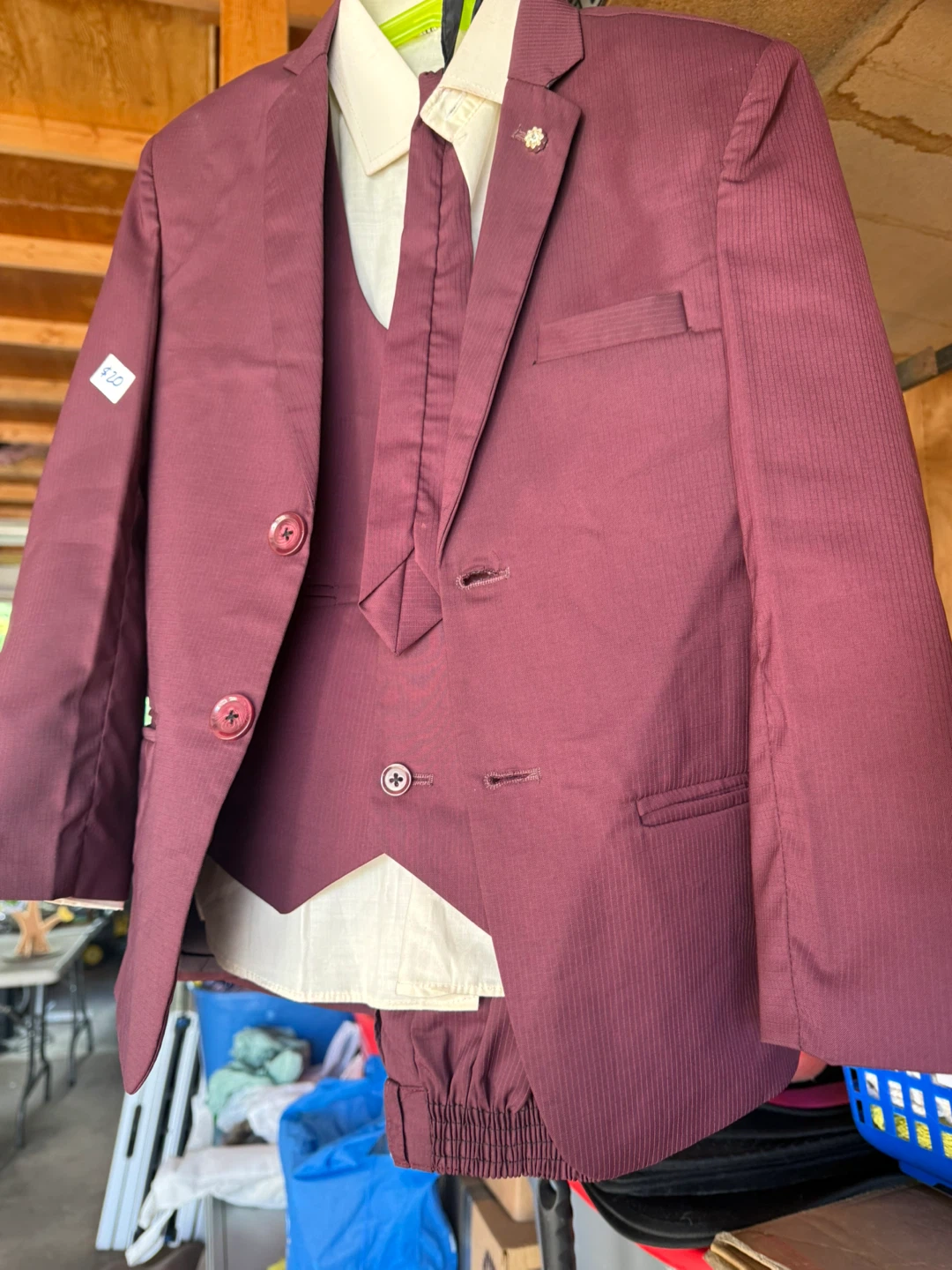 Boys Burgundy 5 pcs Suit Set