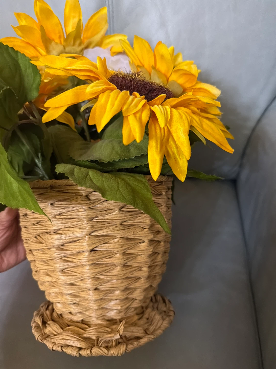 Artificial Sunflower Arrangement in Woven Basket - photo 2