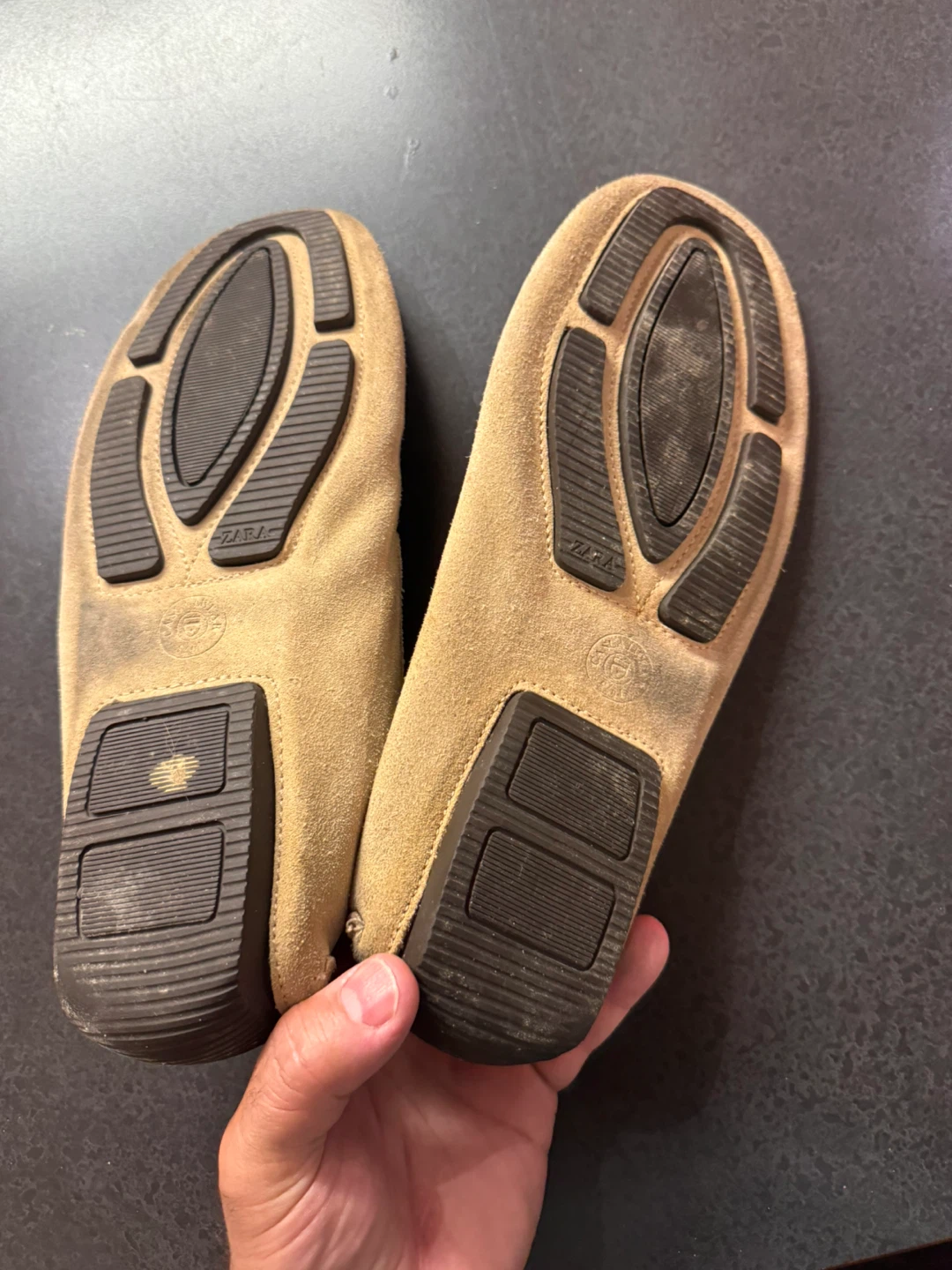 Zara Suede Moccasins Tan Size 10 - photo 2
