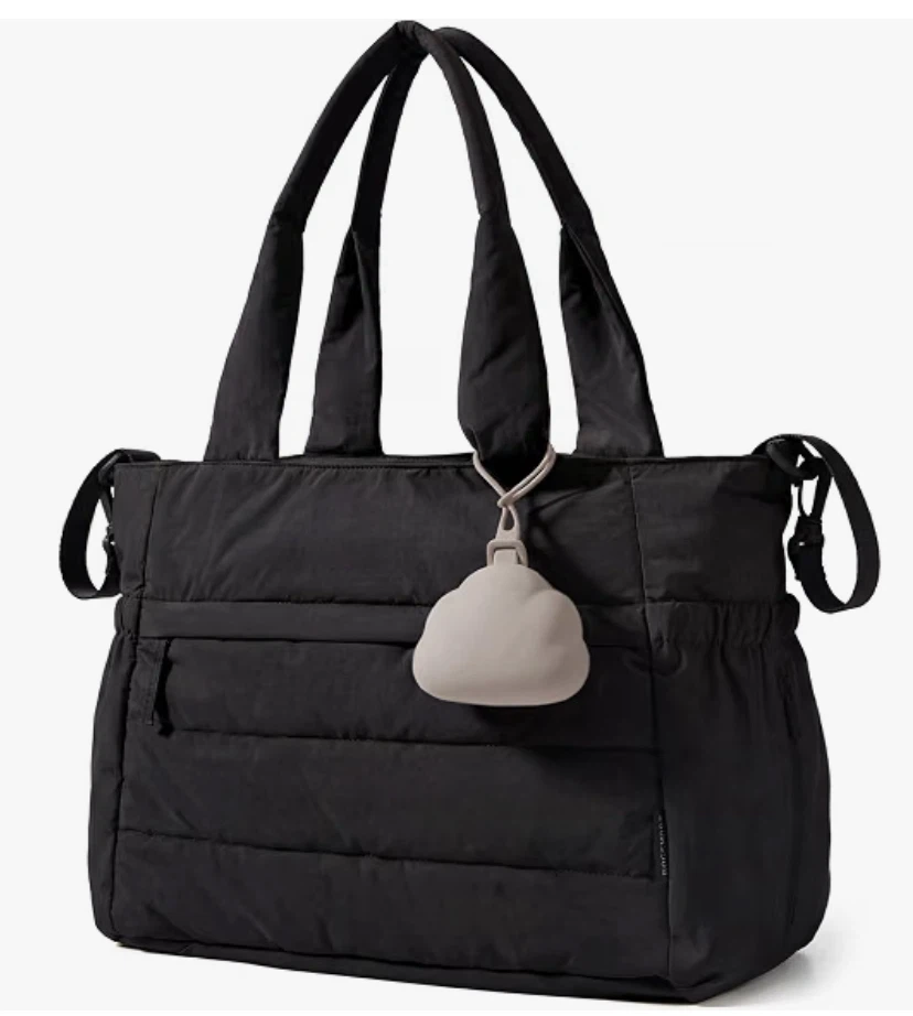 Bagsmart Puffy Maternity Diaper Bag Tote Black
