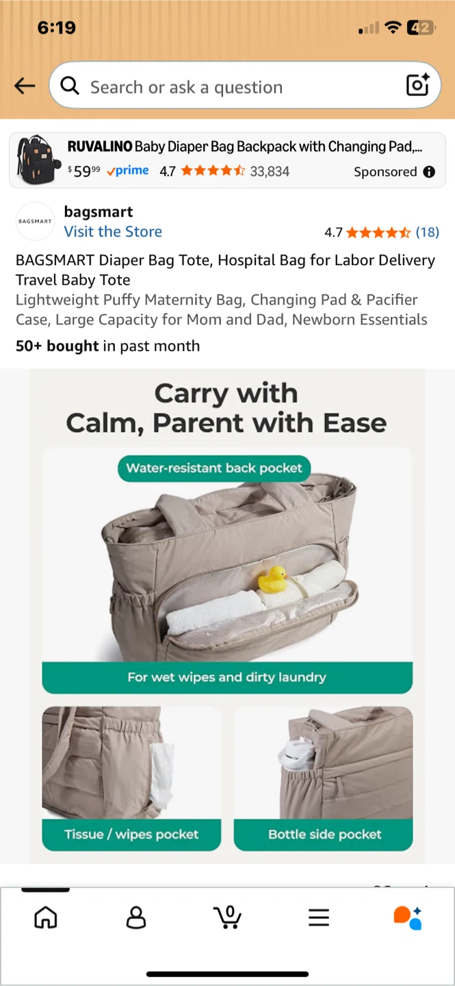 Bagsmart Puffy Maternity Diaper Bag Tote Black - photo 4