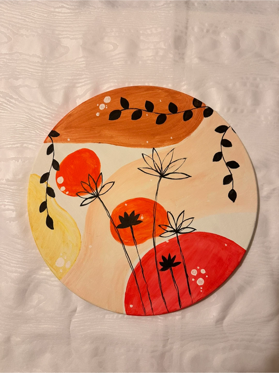 Set of 3 Hand-Painted Circular Canvases - photo 4