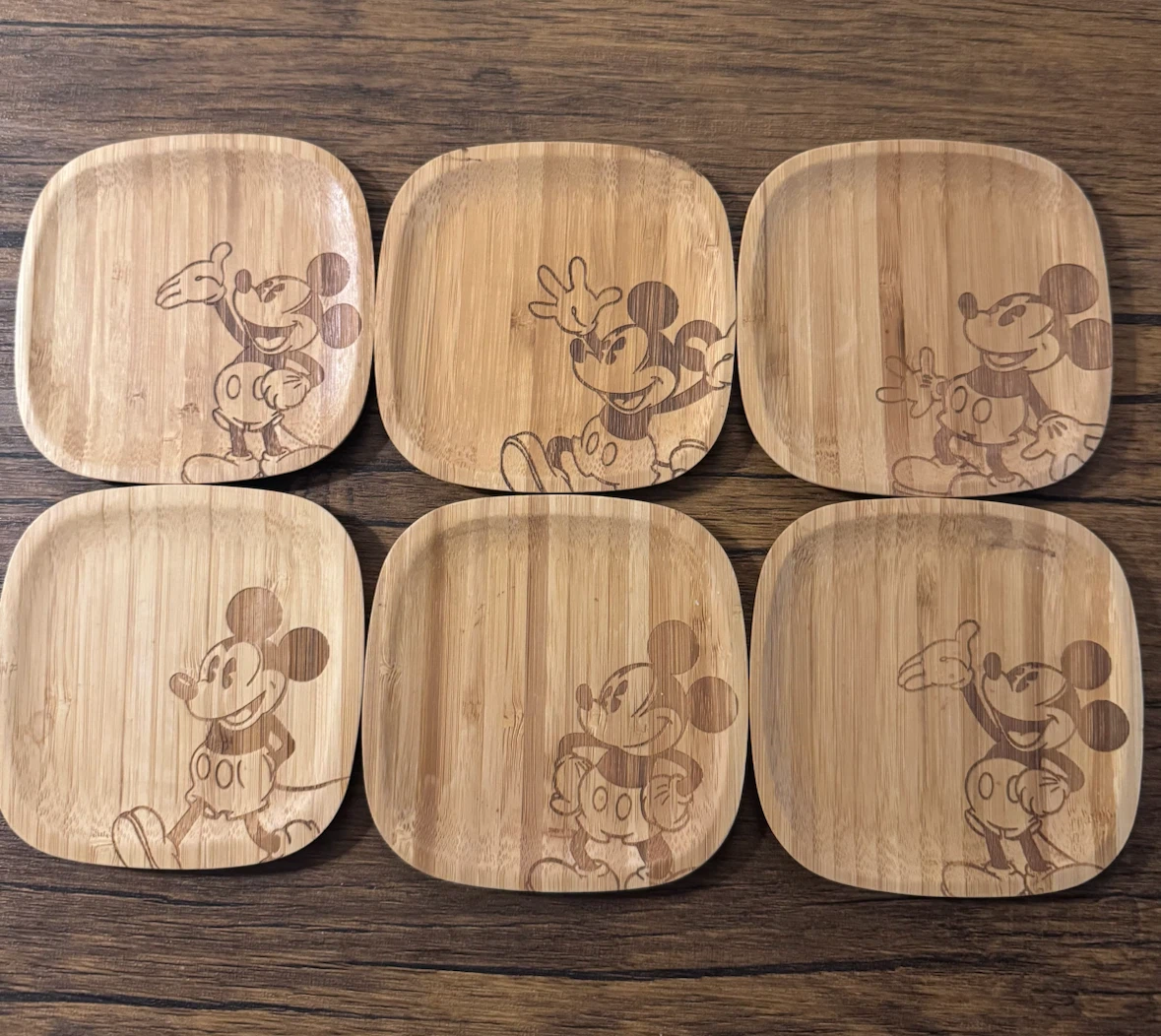 Set of 6 Disney Parks Bamboo Mickey Mouse Plates - photo 2