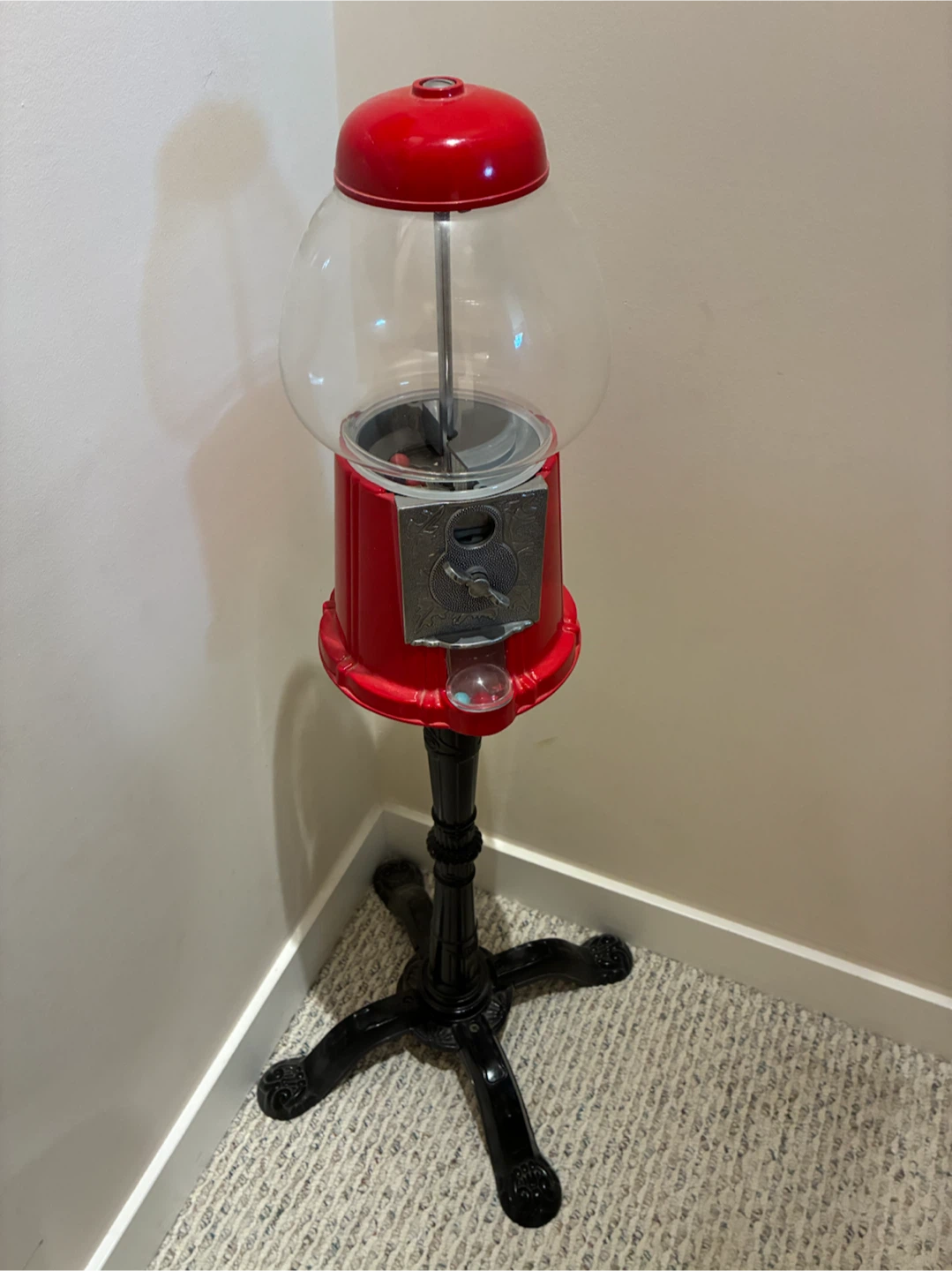 Vintage Style Red Gumball Machine with Stand