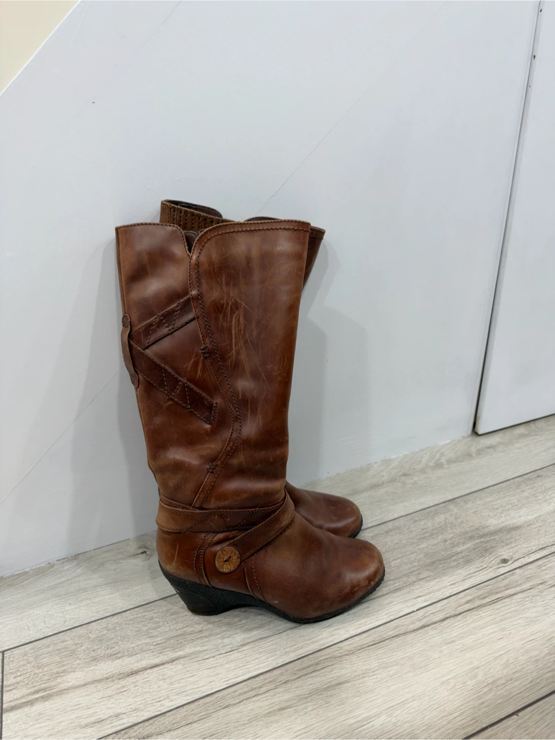 Blondo Brown Leather Wedge Boots - photo 4