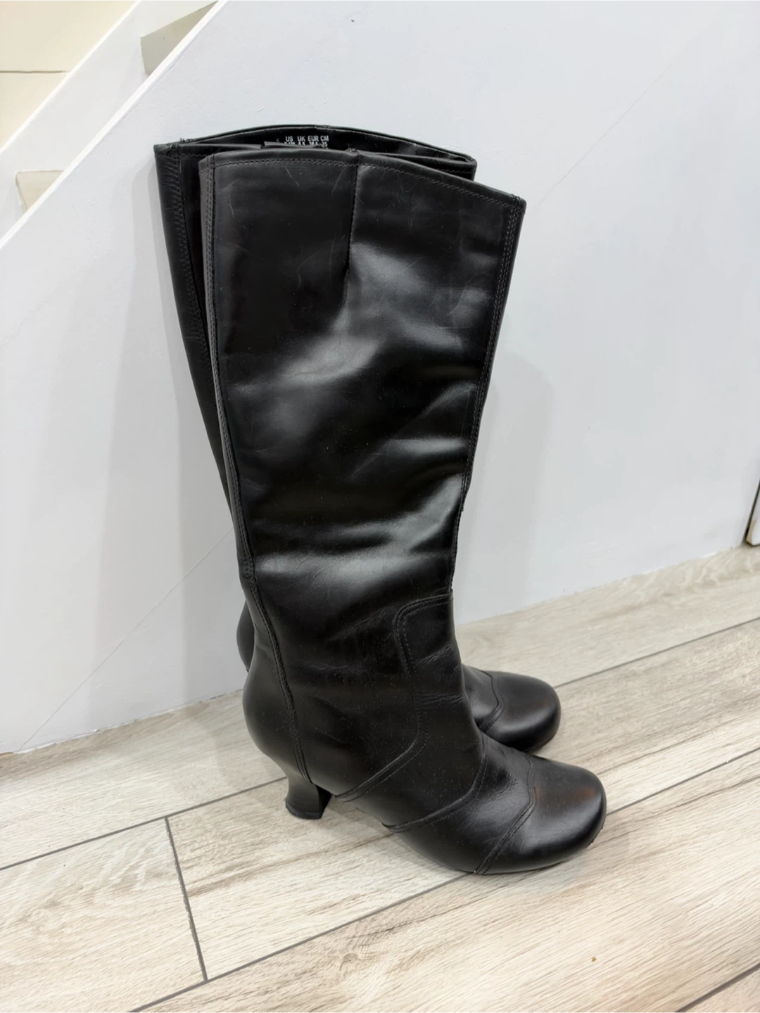 Black Leather Knee-High Boots