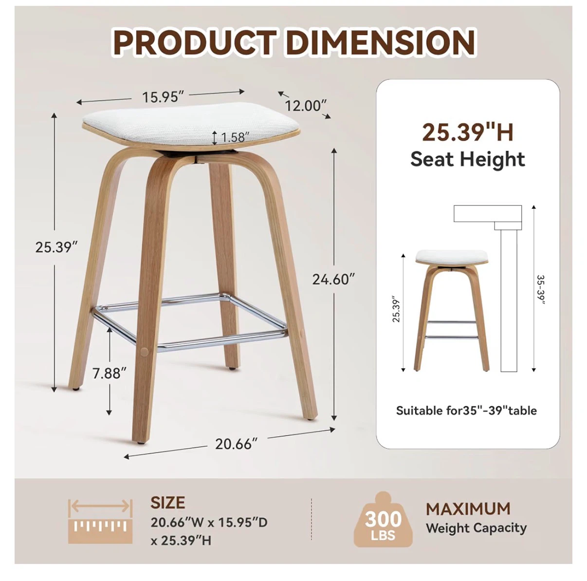 Set of Two Swivel Bar Stools white - photo 2