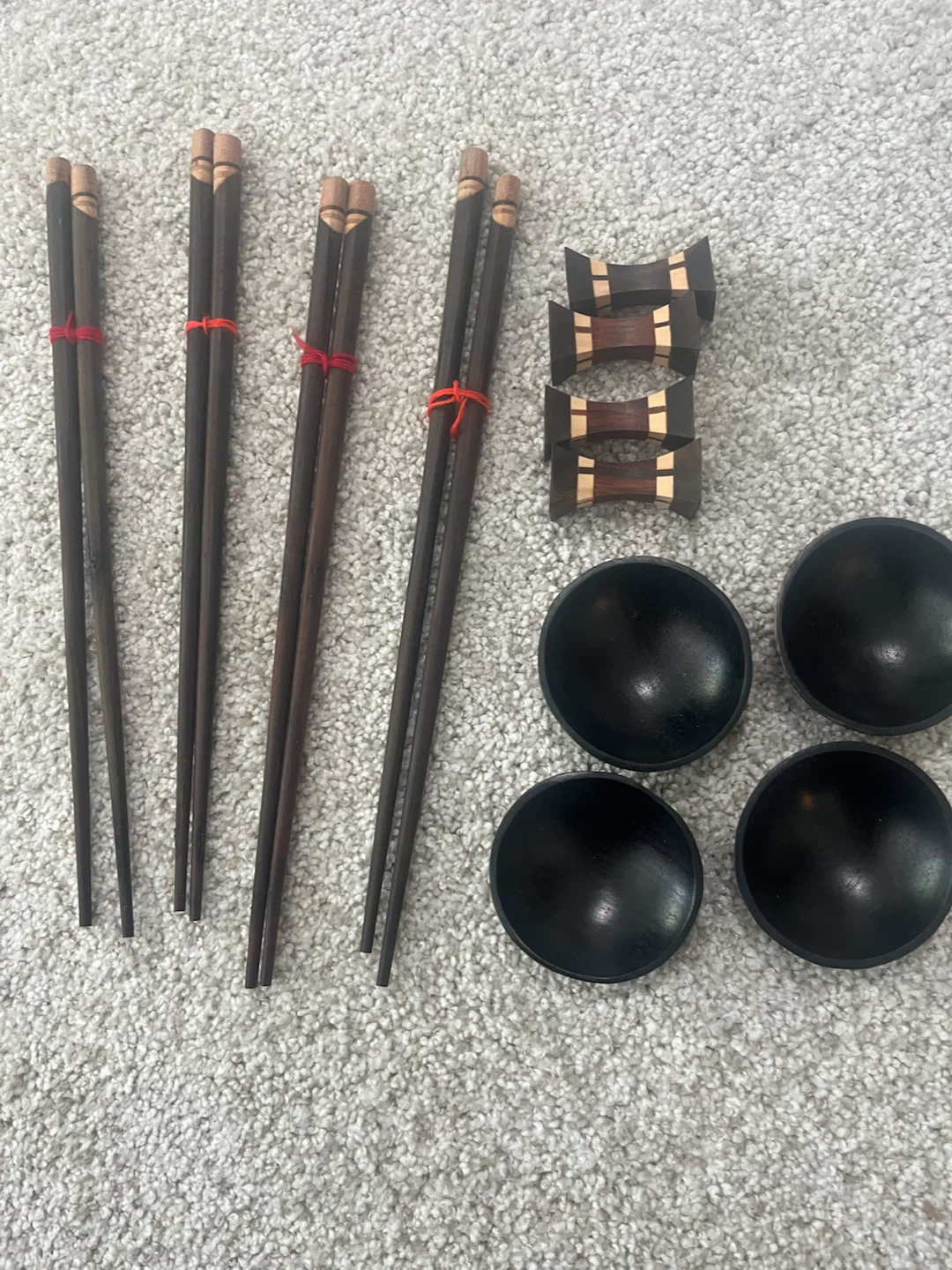 Wooden Chopstick stands and bowls Set