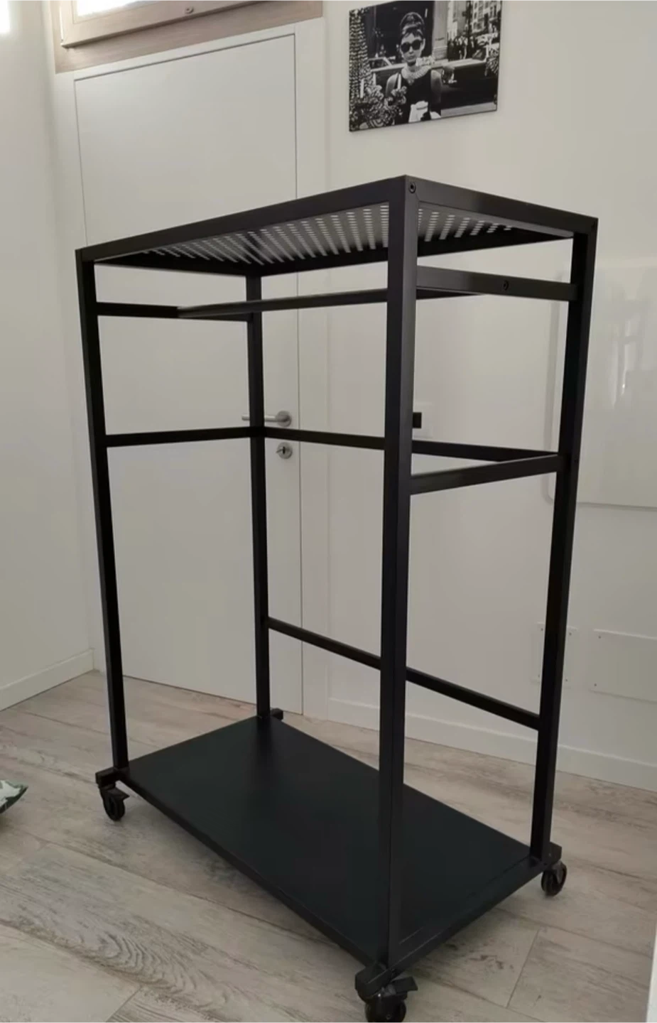 Industrial Rolling Clothes Rack / Wardrobe Storage Unit
