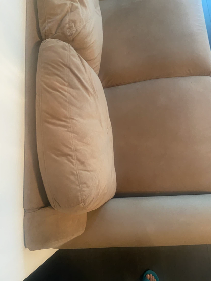 Three-Seater Beige Fabric Sofa - photo 2