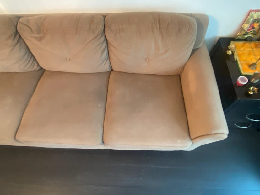 Three-Seater Beige Fabric Sofa - photo 3