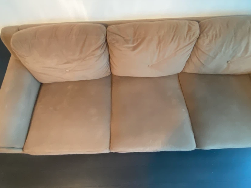 Three-Seater Beige Fabric Sofa - photo 5
