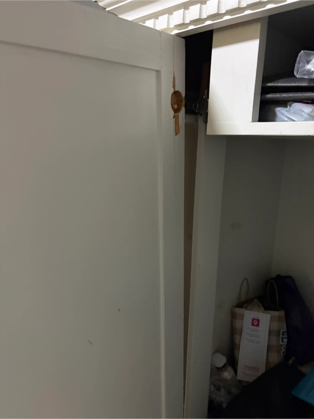 White Storage Cabinet with Crystal-Style Knobs