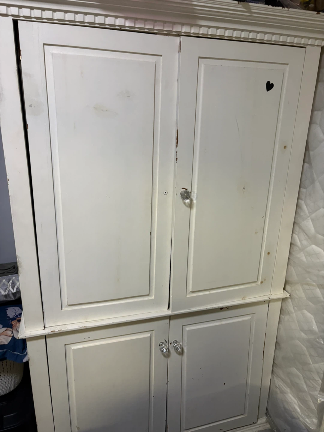 White Storage Cabinet with Crystal-Style Knobs - photo 2