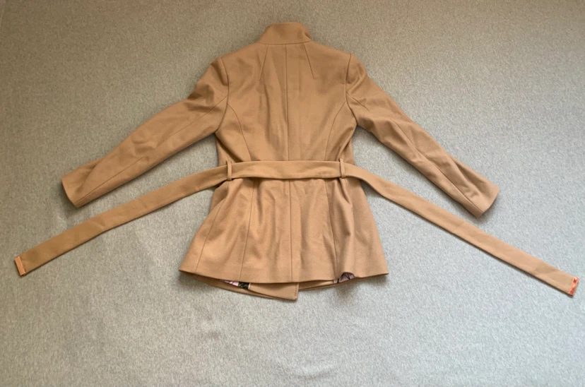 Ted Baker ‘Sandra’ Wool Wrap Coat in Camel - Size 1 - photo 2