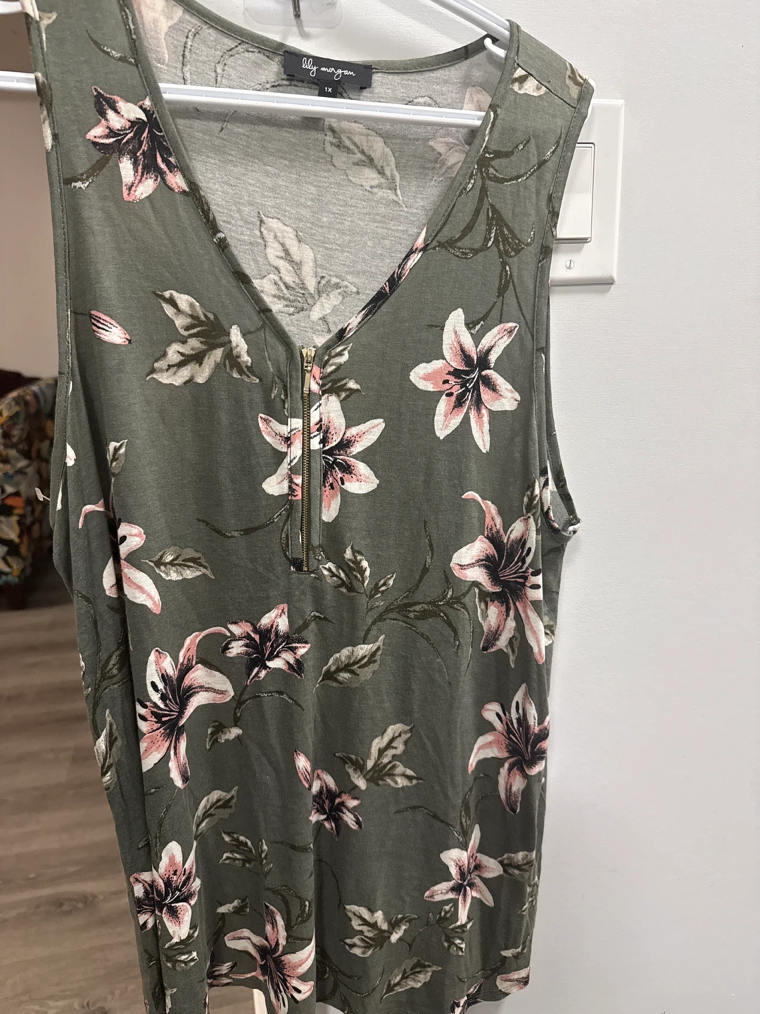 Lily Morgan Floral Zip-Front Tank
