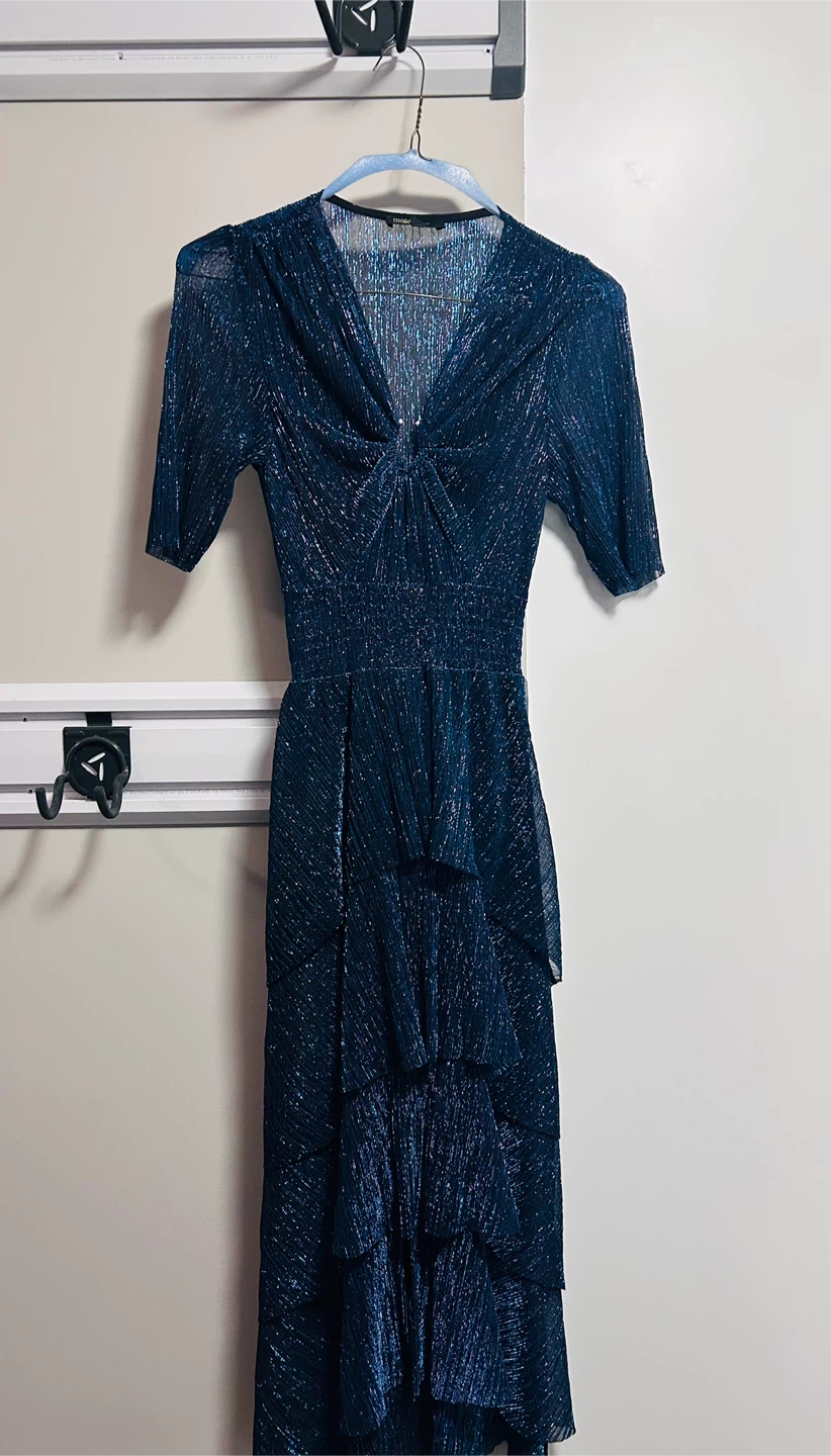 Maje Shimmering Pleated Midi Dress - photo 3