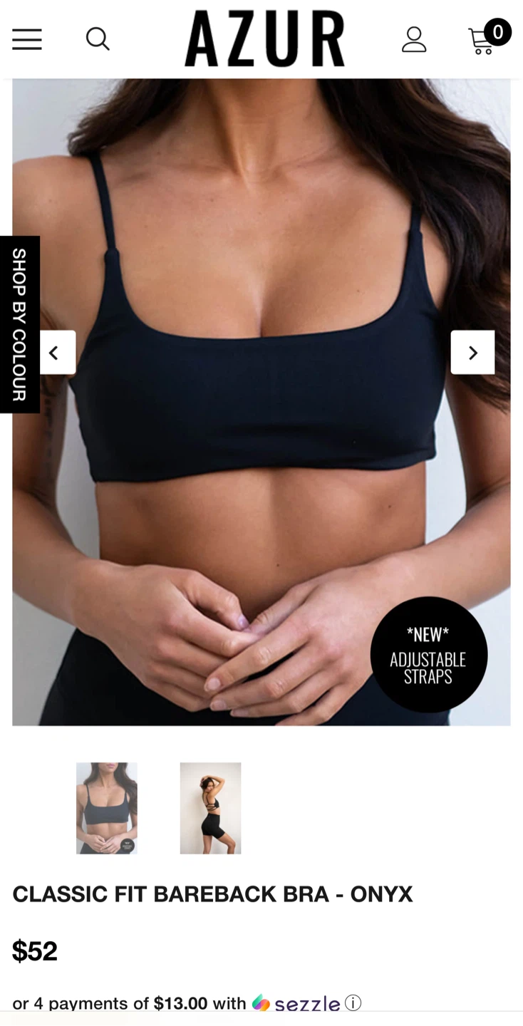 Azur Fit Classic Bareback Bra - Onyx, Size M - photo 3