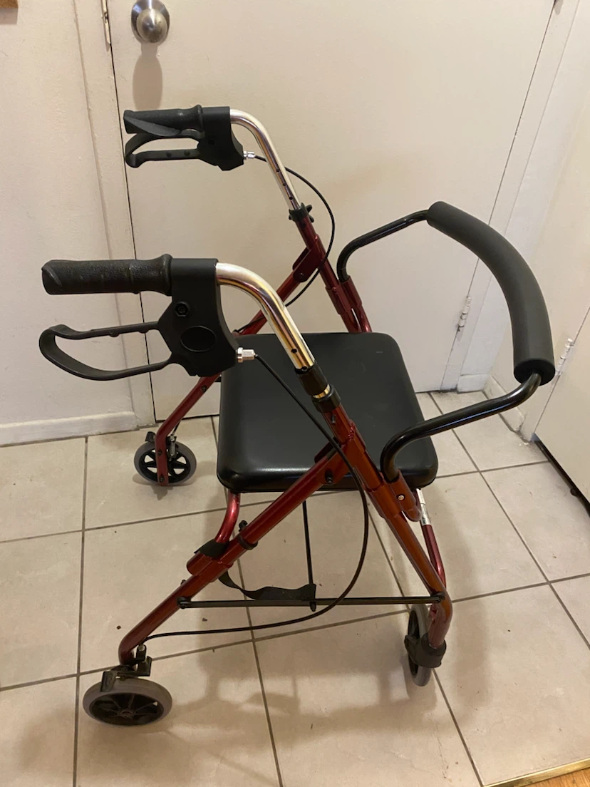 Red Rollator Walker with Seat