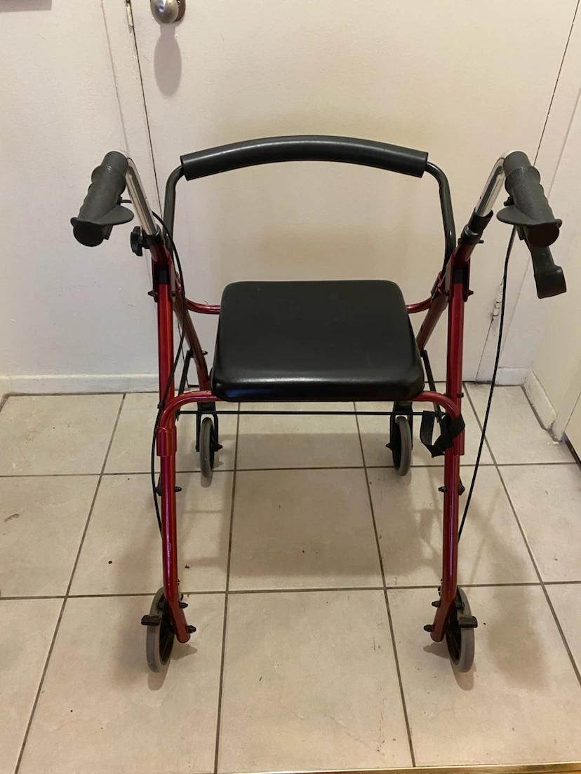 Red Rollator Walker with Seat - photo 2