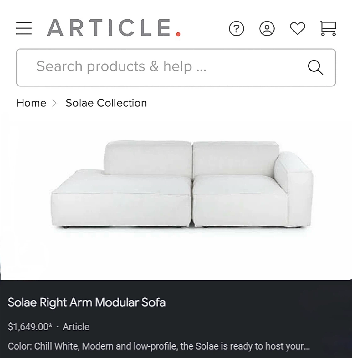 Article Solae 2 Peice  Modular Sofa - photo 5