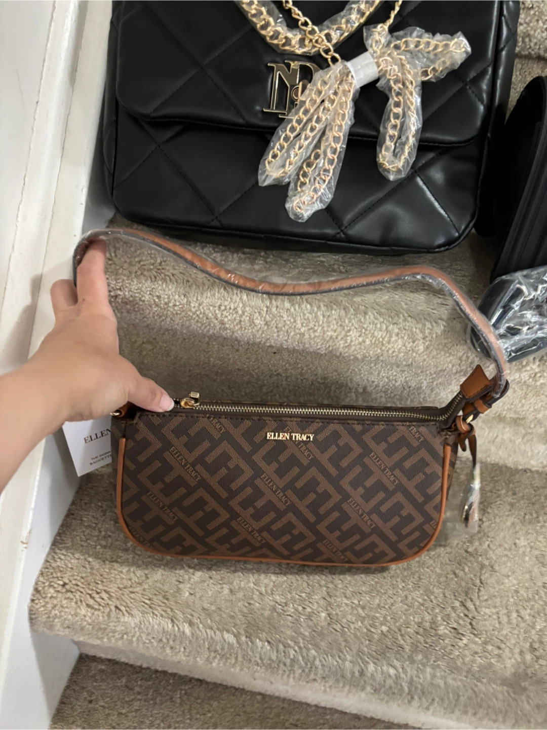 Ellen Tracy Brown Monogram Shoulder Bag - photo 5