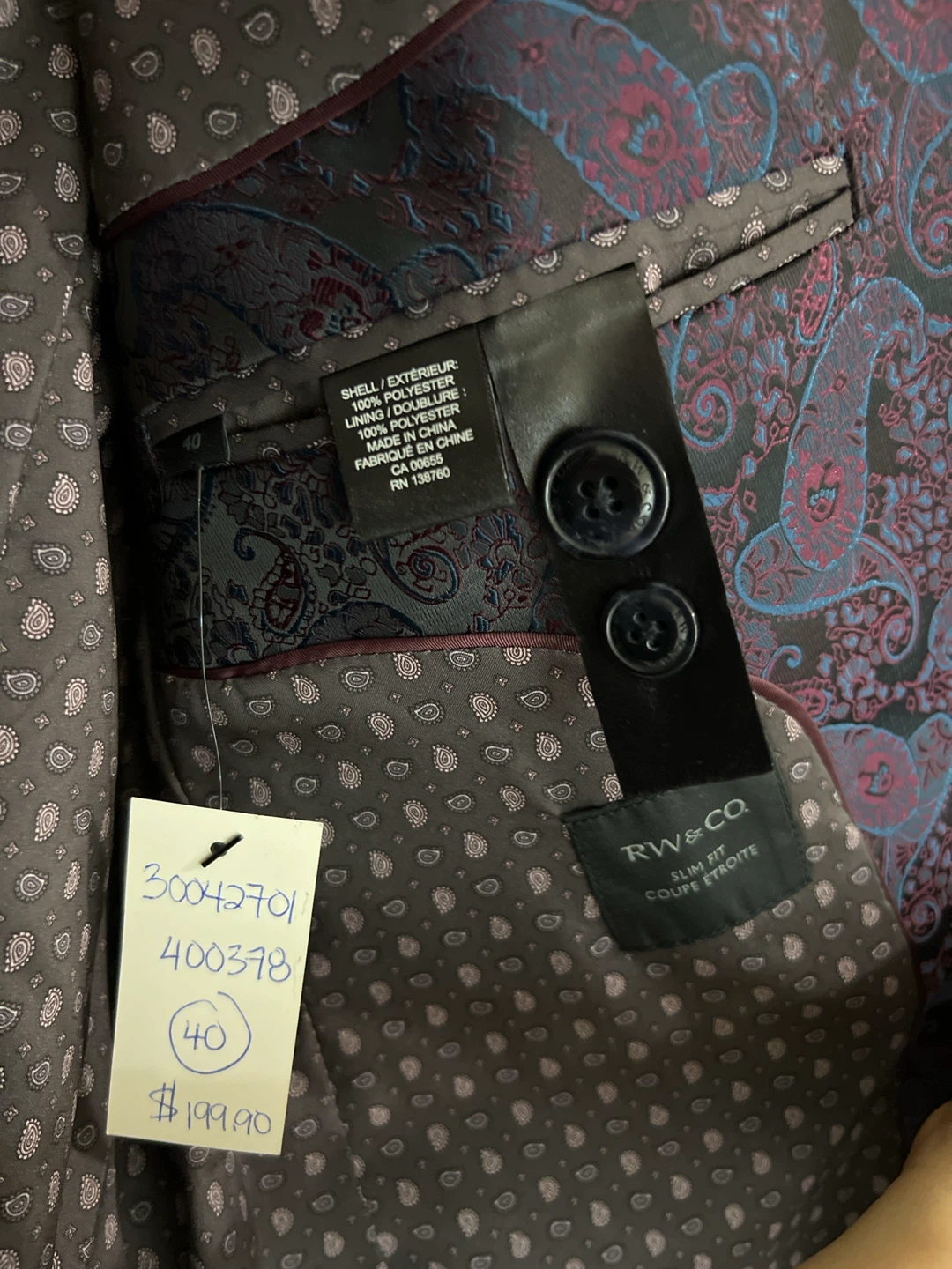 RW & CO. Men’s Slim Fit Paisley Blazer - photo 5