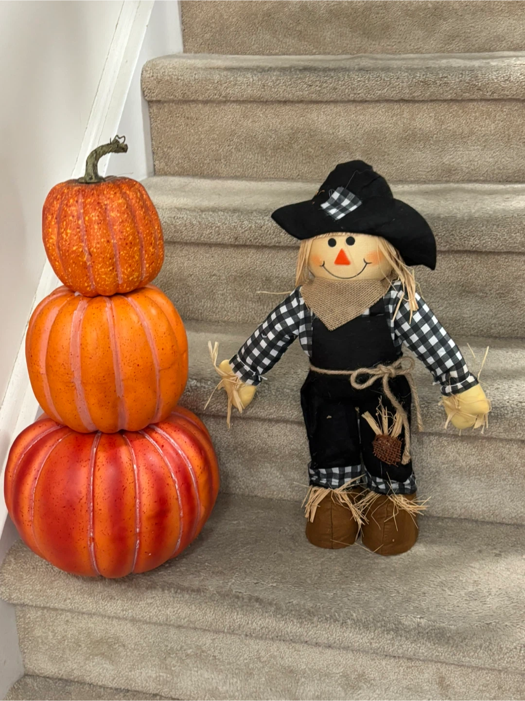 Fall Decor Bundle: Pumpkin Stack and Scarecrow Figure - photo 2