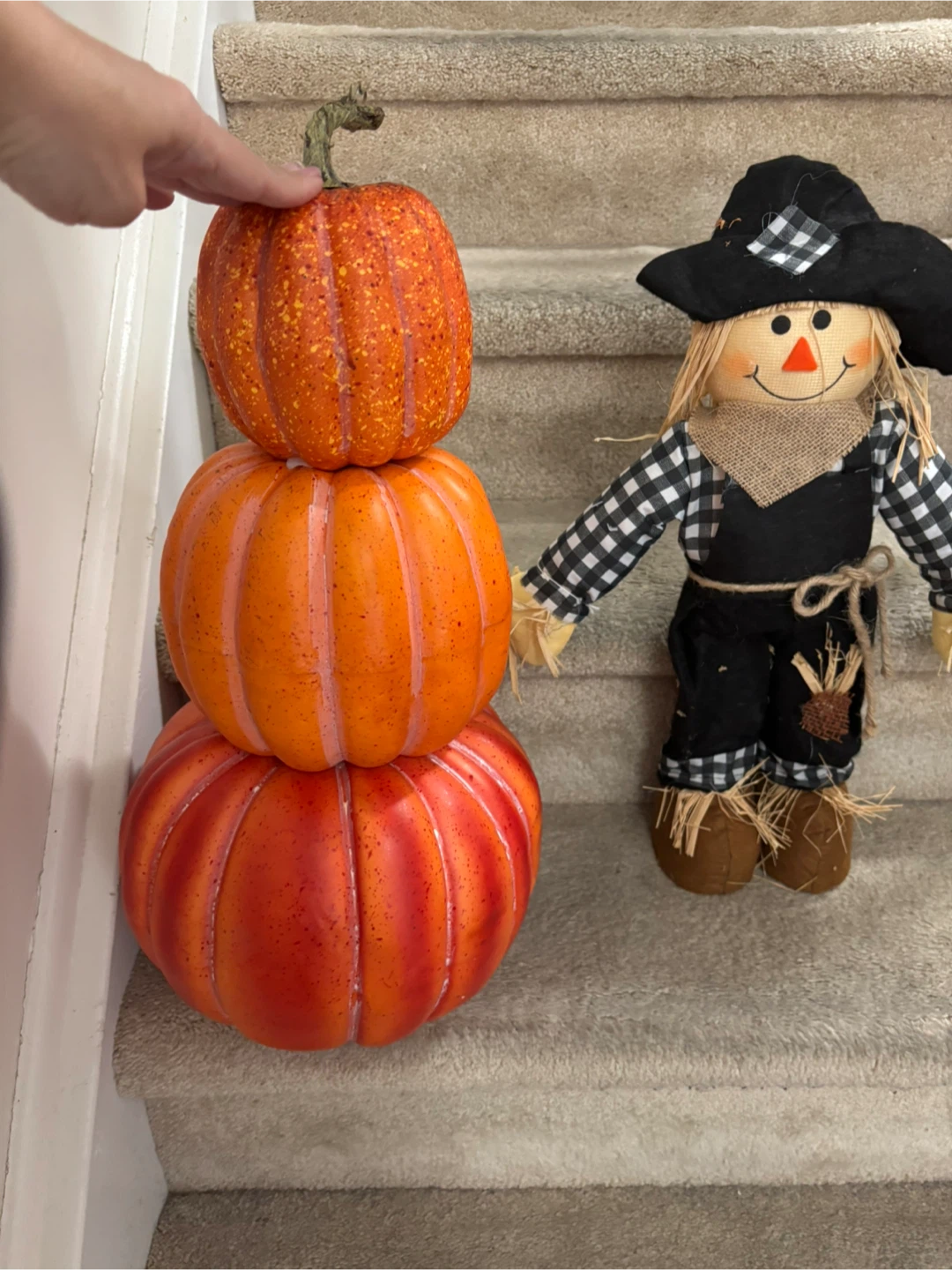 Fall Decor Bundle: Pumpkin Stack and Scarecrow Figure - photo 3