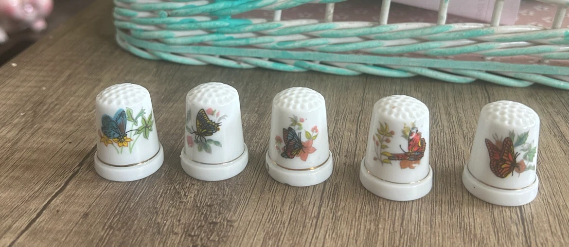 Set of 5 Decorative Butterfly Thimbles