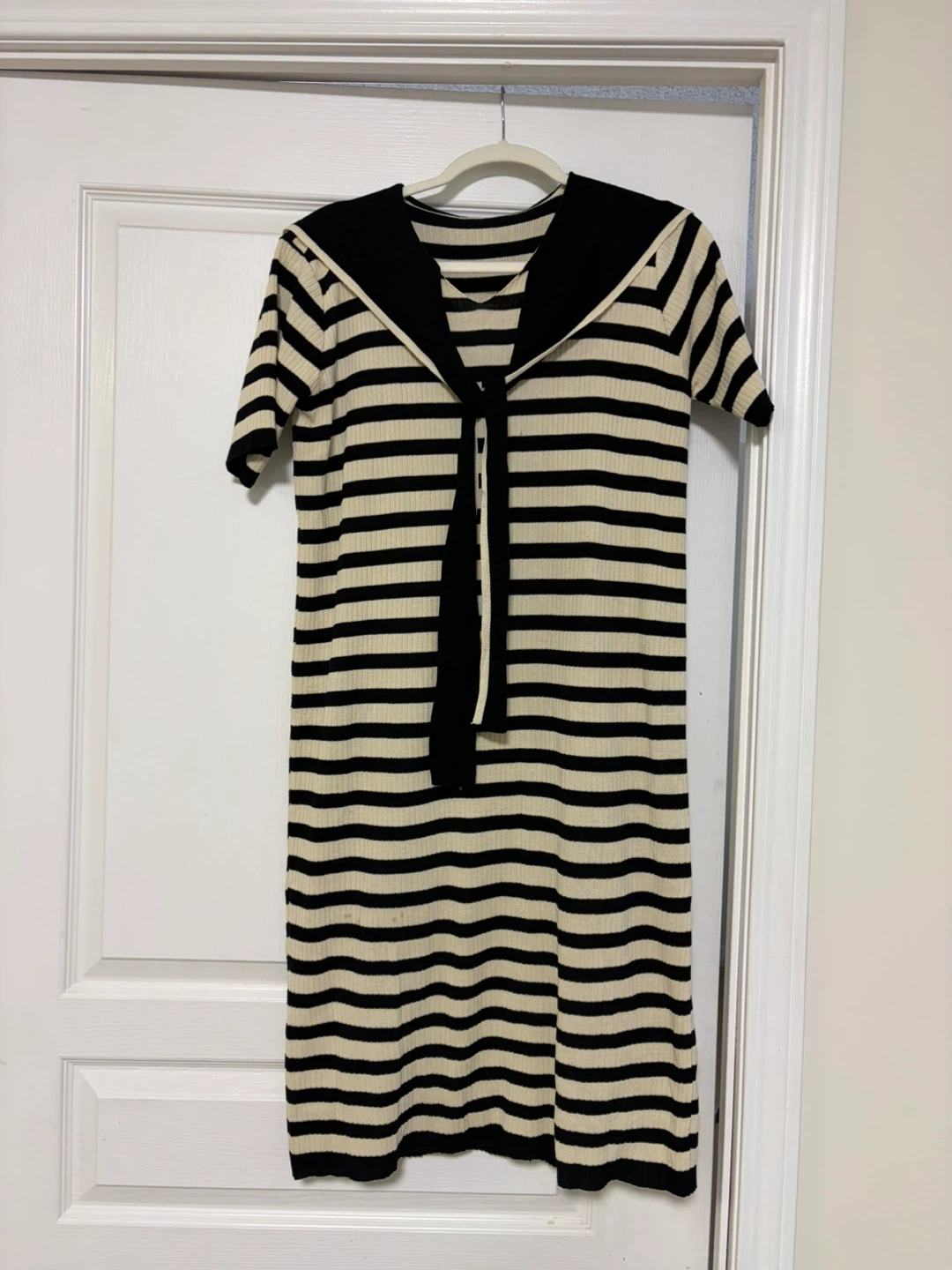 Black and white striped knit dress from Korea