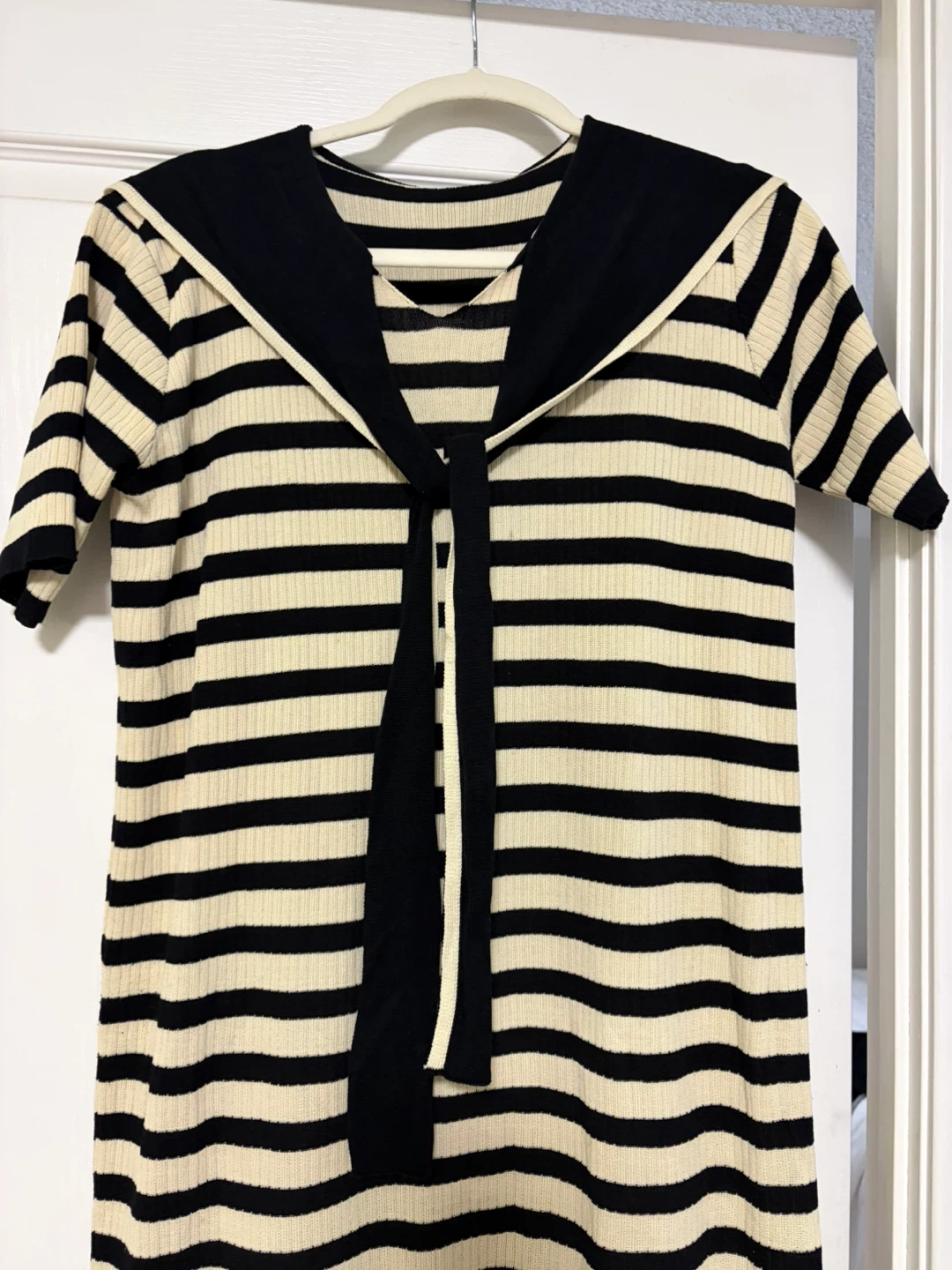 Black and white striped knit dress from Korea - photo 3