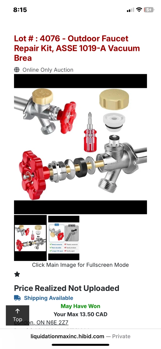 Outdoor Faucet Repair Kit for ASSE 1019-A