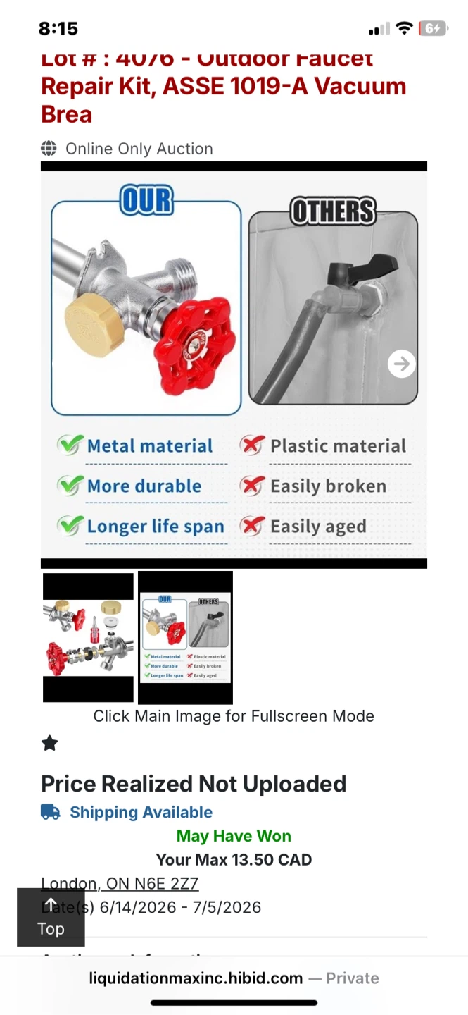 Outdoor Faucet Repair Kit for ASSE 1019-A - photo 2
