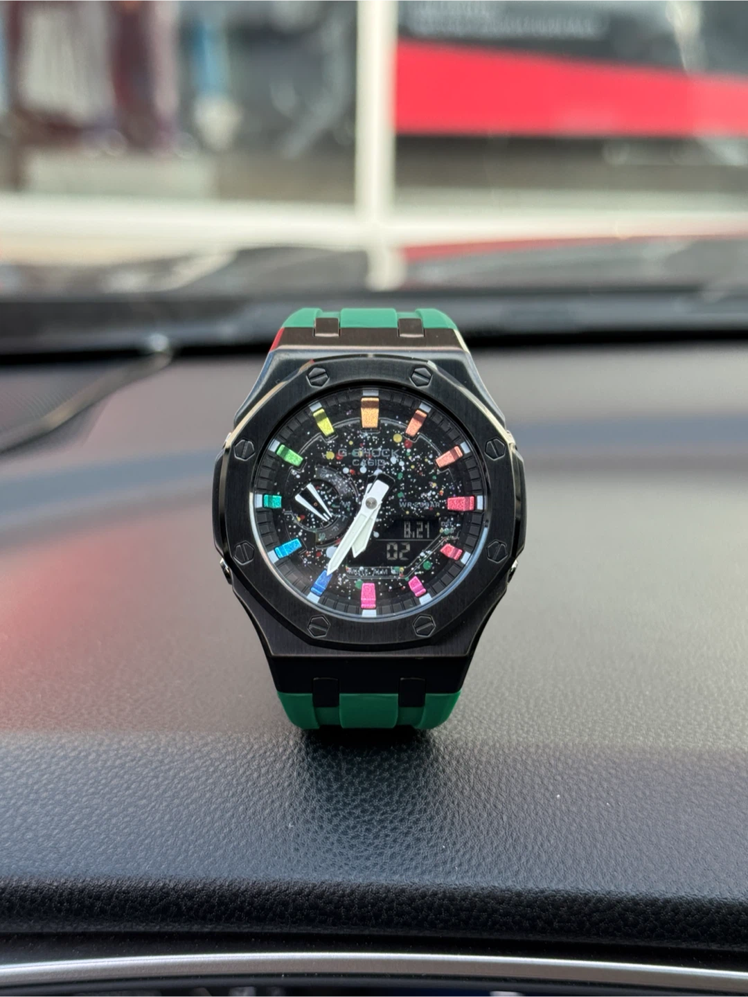 Casio G-Shock Watch with Custom green galaxy  Dial - photo 2