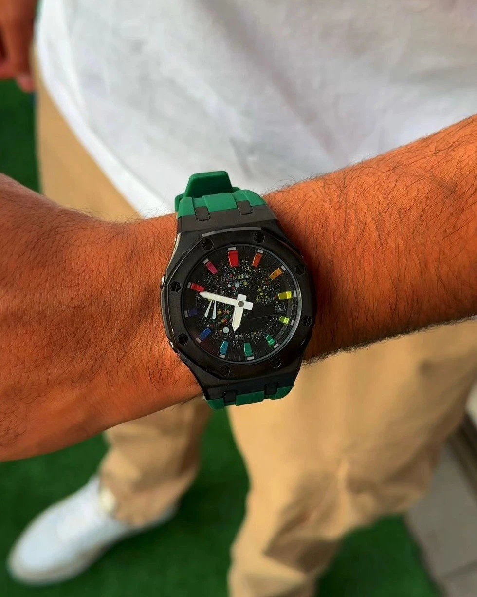 Casio G-Shock Watch with Custom green galaxy  Dial - photo 4