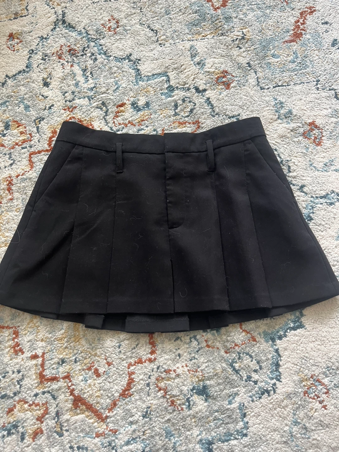 Zara black pleated mini skirt
