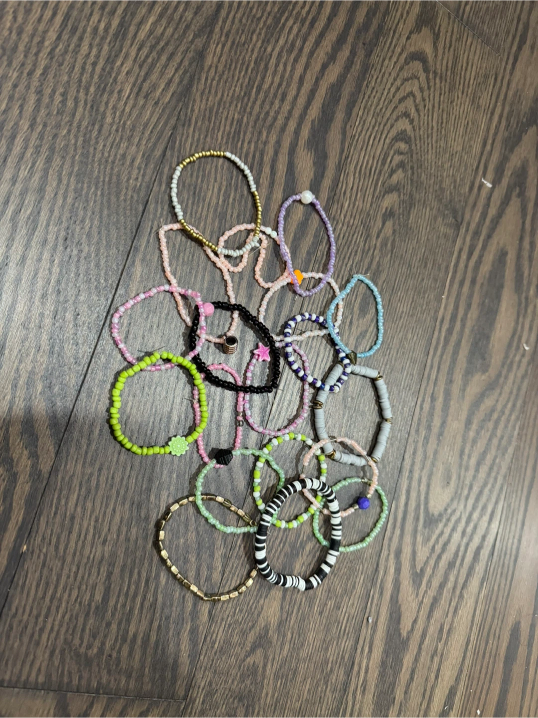 Set of 16 assorted bead bracelets