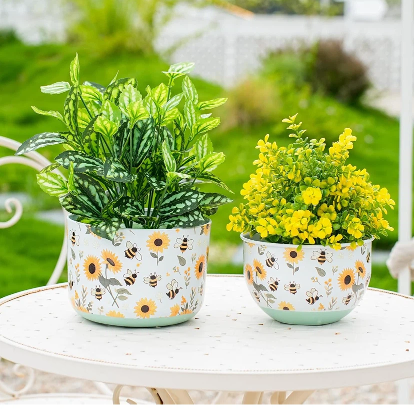 Sunflower and Bee Decorative Planters