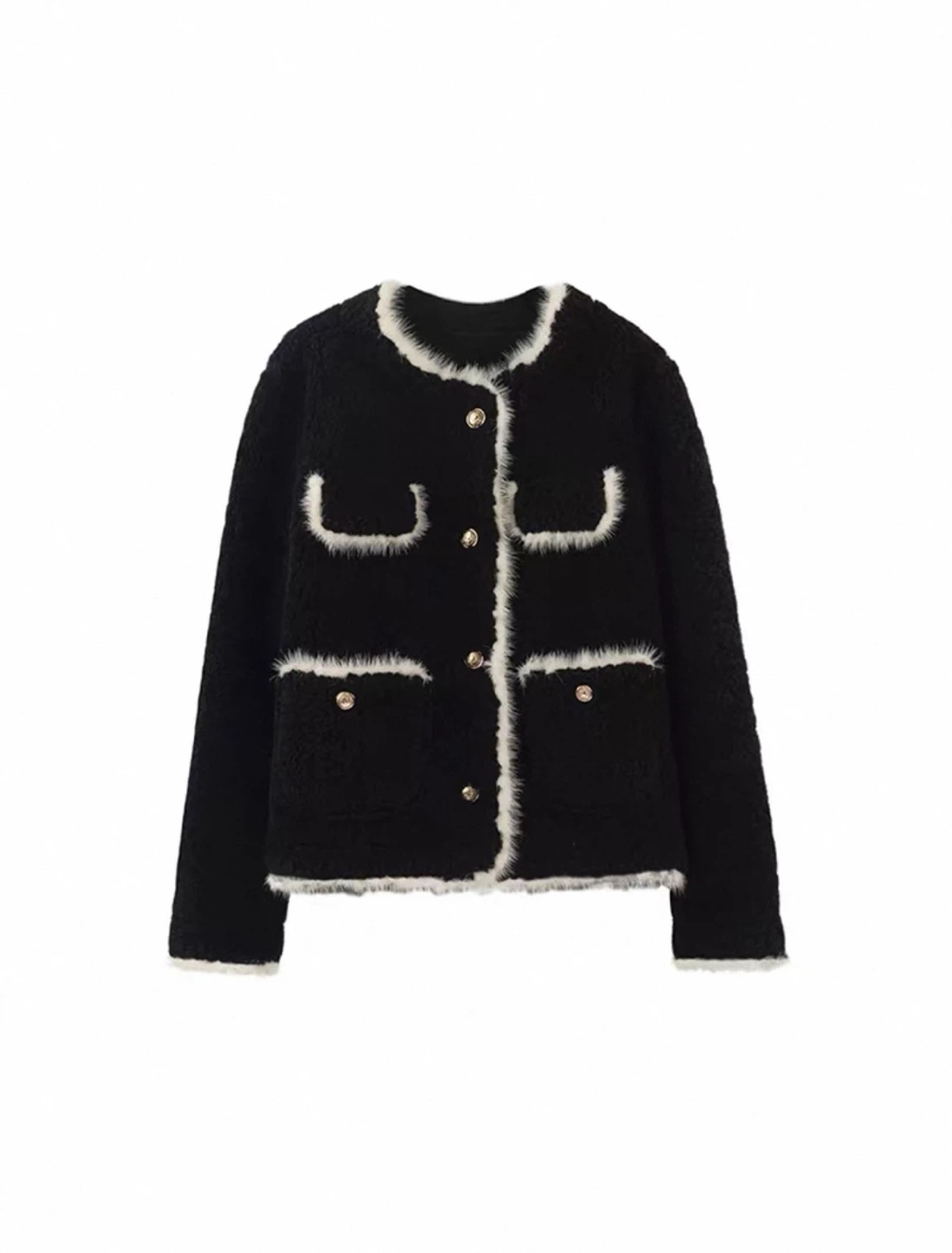 Black fuzzy trim jacket - photo 2