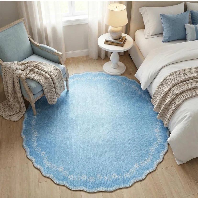 Blue Scalloped Round Area Rug - photo 3