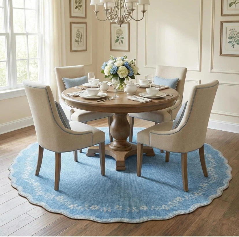 Blue Scalloped Round Area Rug - photo 4
