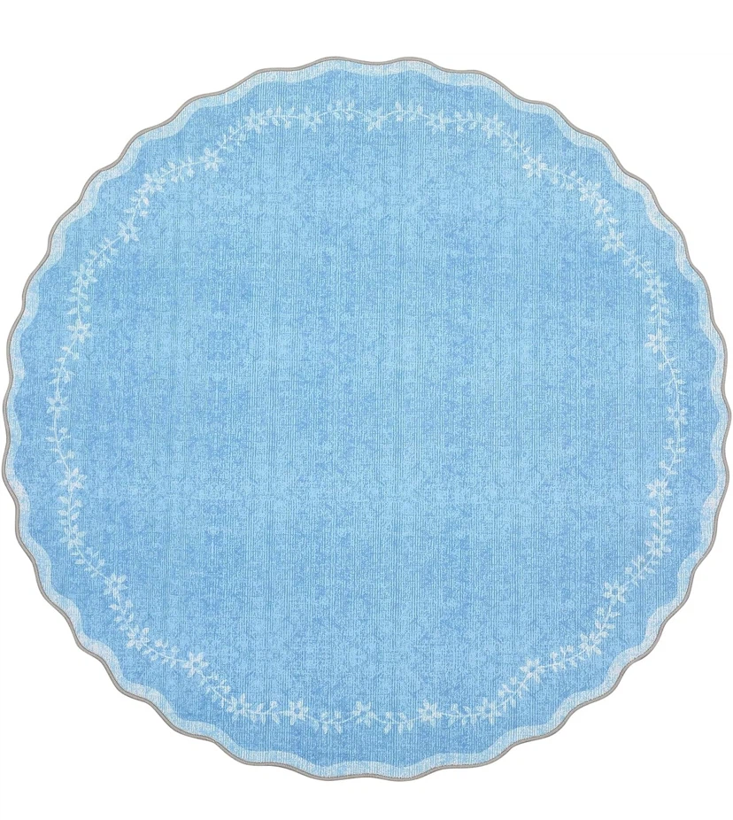 Blue Scalloped Round Area Rug - photo 5
