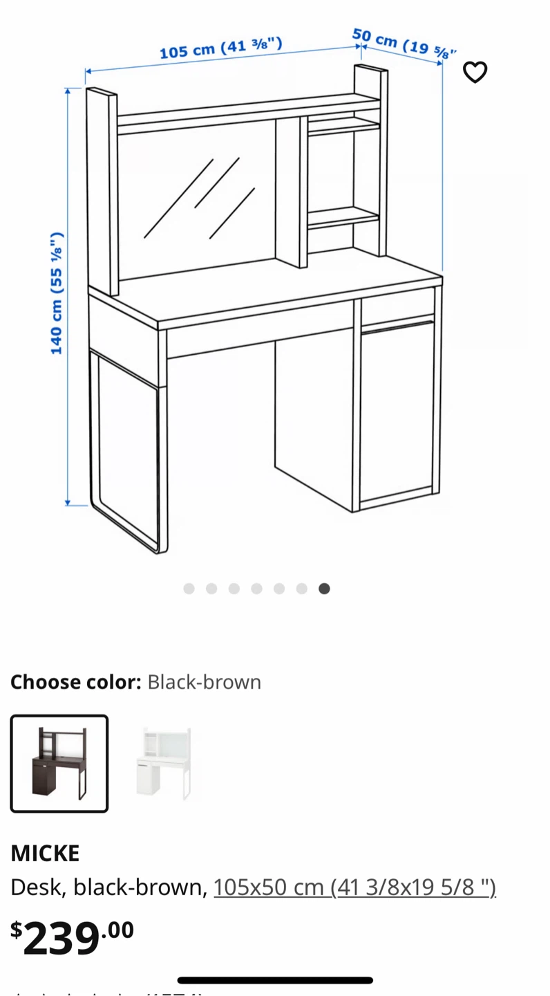 IKEA MICKE desk with hutch in black - photo 3