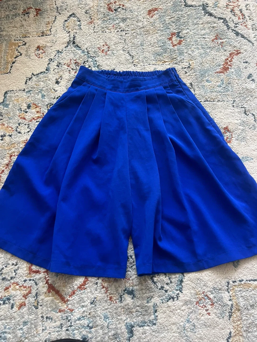 Bright Blue Pleated Culottes